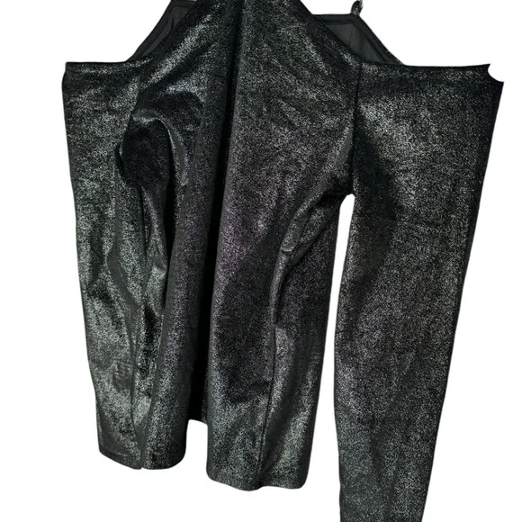 Michael Kors Women's Metallic Velvet Chain Cold Shoulder Top Gray, US Small - Picture 4 of 6